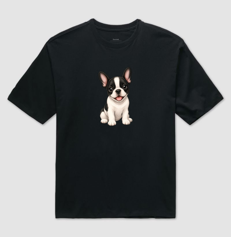 Bulldog (Buldogue) Francês Preto e Branco - Desenho Animado - Imagem 2