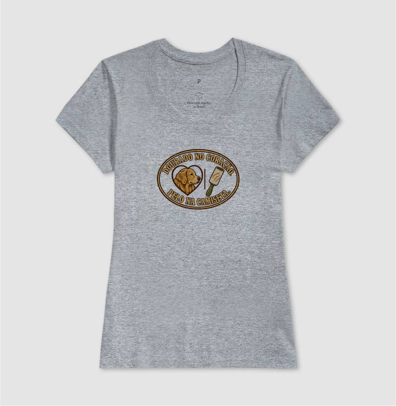Dourado no coração. Pelo na camiseta. - Imagem 9