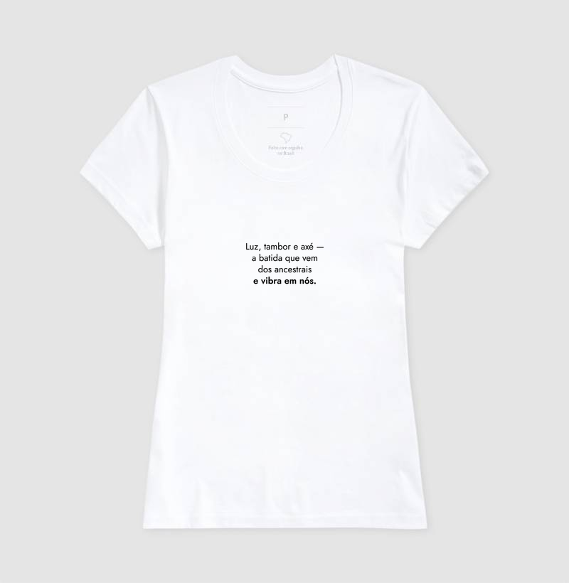 Camiseta Umbanda Luz Tambor e Axé – Estampa Escura - Imagem 3