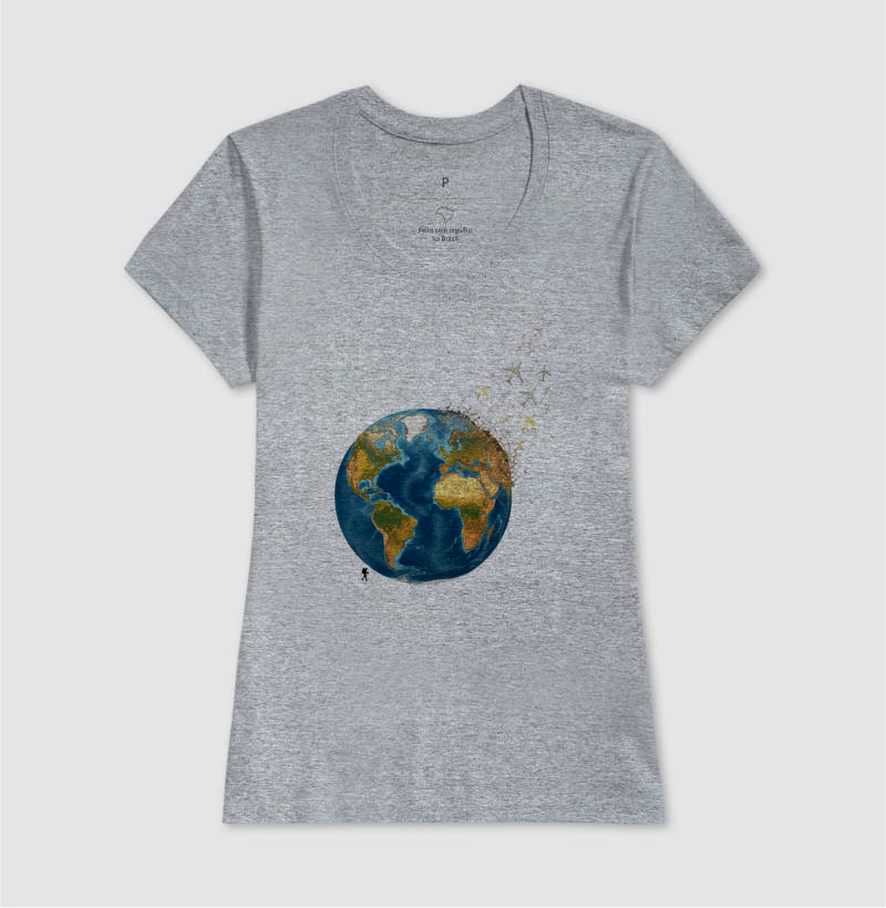 Camiseta Globo Terrestre Avioes Dispersos | Arte 3D Viagem Mundo | Colecao Viciados em Viagem - Imagem 12