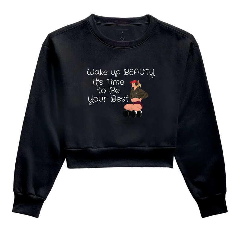 Wake Up Beauty It’s Time - TRENO | Cropped Moletom - Imagem 2