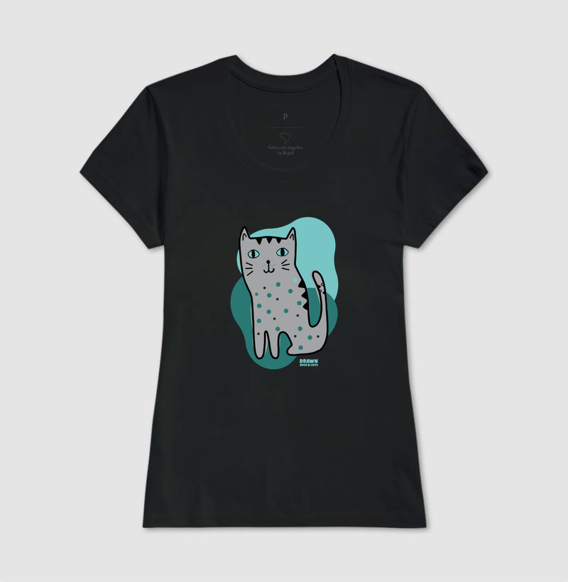 Desenho de gato cinza com fundo verde - Imagem 4