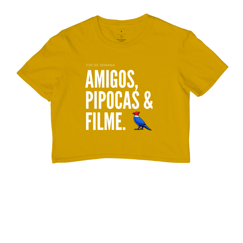  Essa estampa combina com quem tem um estilo urbano e alegre. É uma peça que comunica personalidade e bom humor, ótima para usar em encontros de fim de semana ou para presentear alguém que adora cinema e diversão.  - Imagem 8