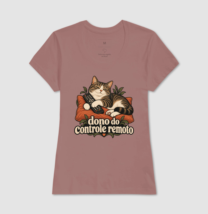Camiseta Gato Humor "dono do controle remoto" | Pelo & Pano - Imagem 17