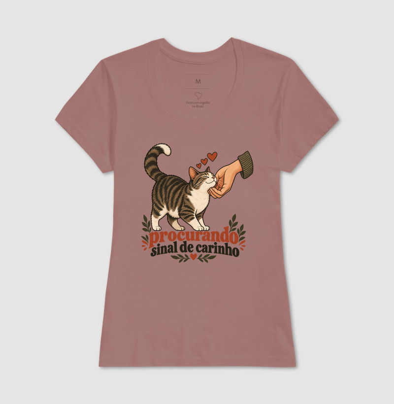 Camiseta Gato Carinho "procurando sinal de carinho" | Pelo & Pano - Imagem 17