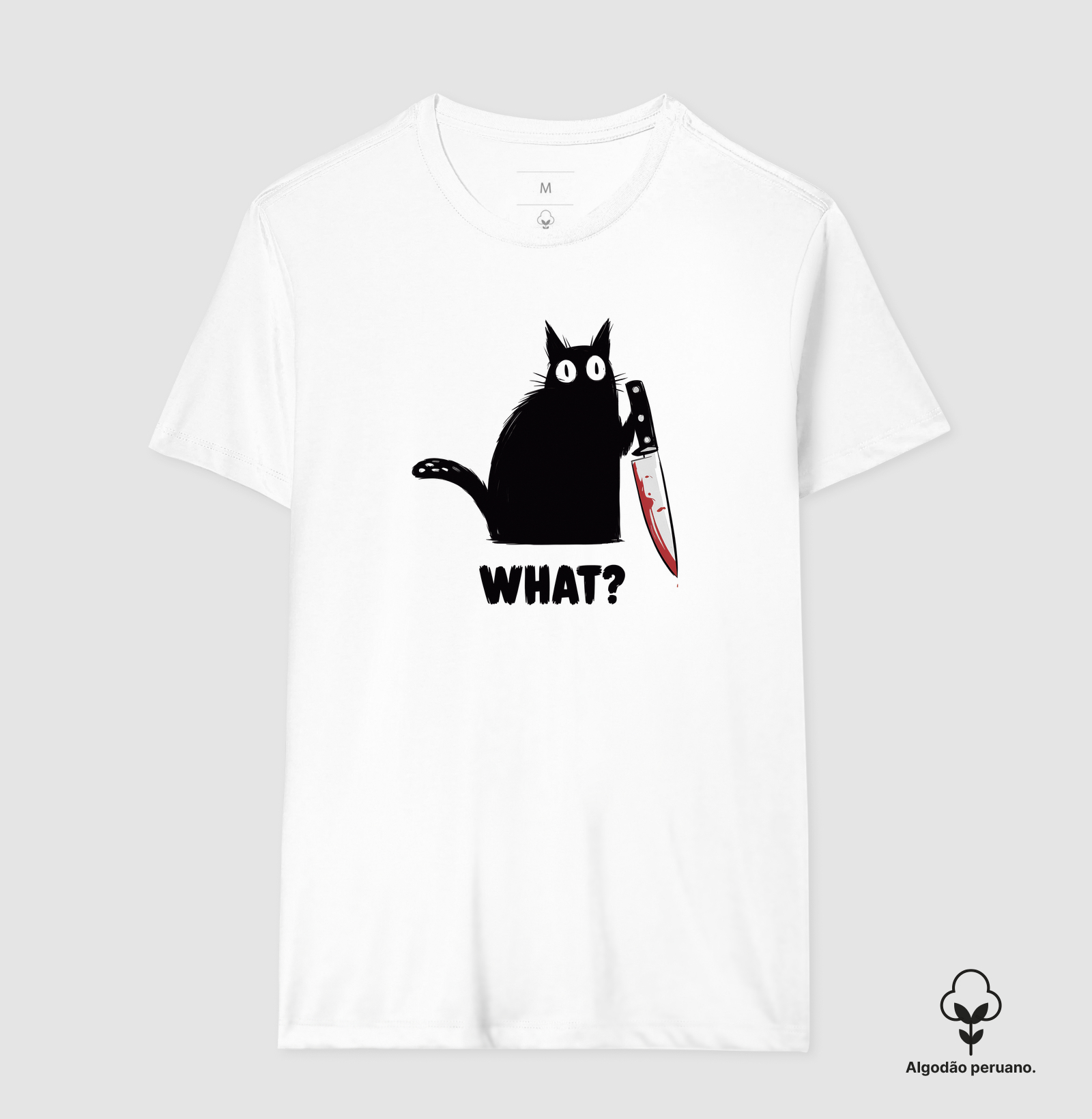 Camiseta Algodão Peruano Gato Surpreso - Imagem 2