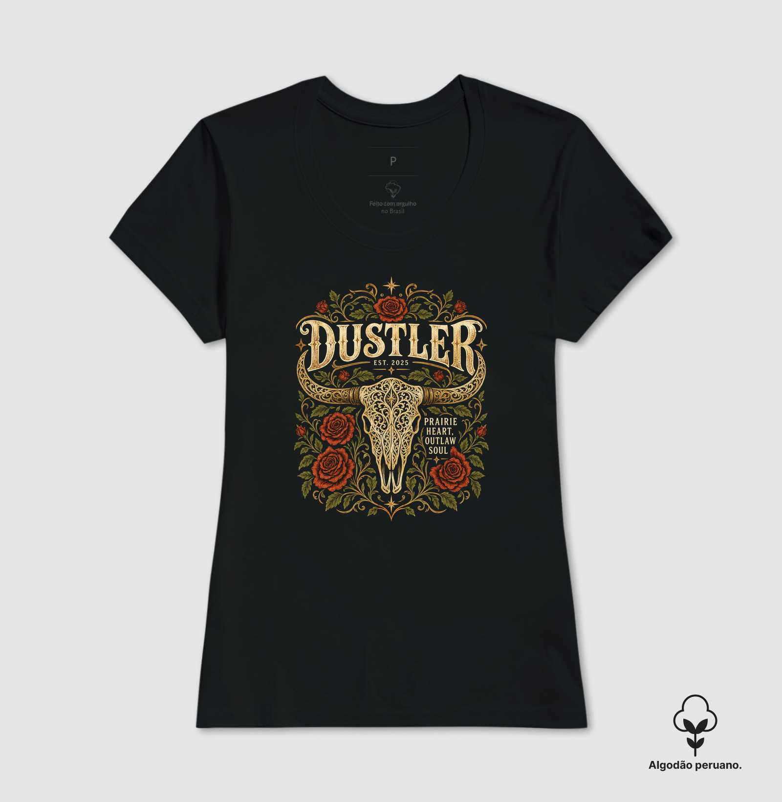 Baby Look Country Dustler Prairie Heart Outlaw Soul Algodão Peruano Premium - Imagem 2