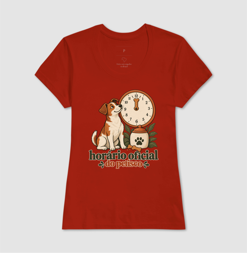 Camiseta Cachorro Petisco "horário oficial do petisco" | Pelo & Pano - Imagem 11