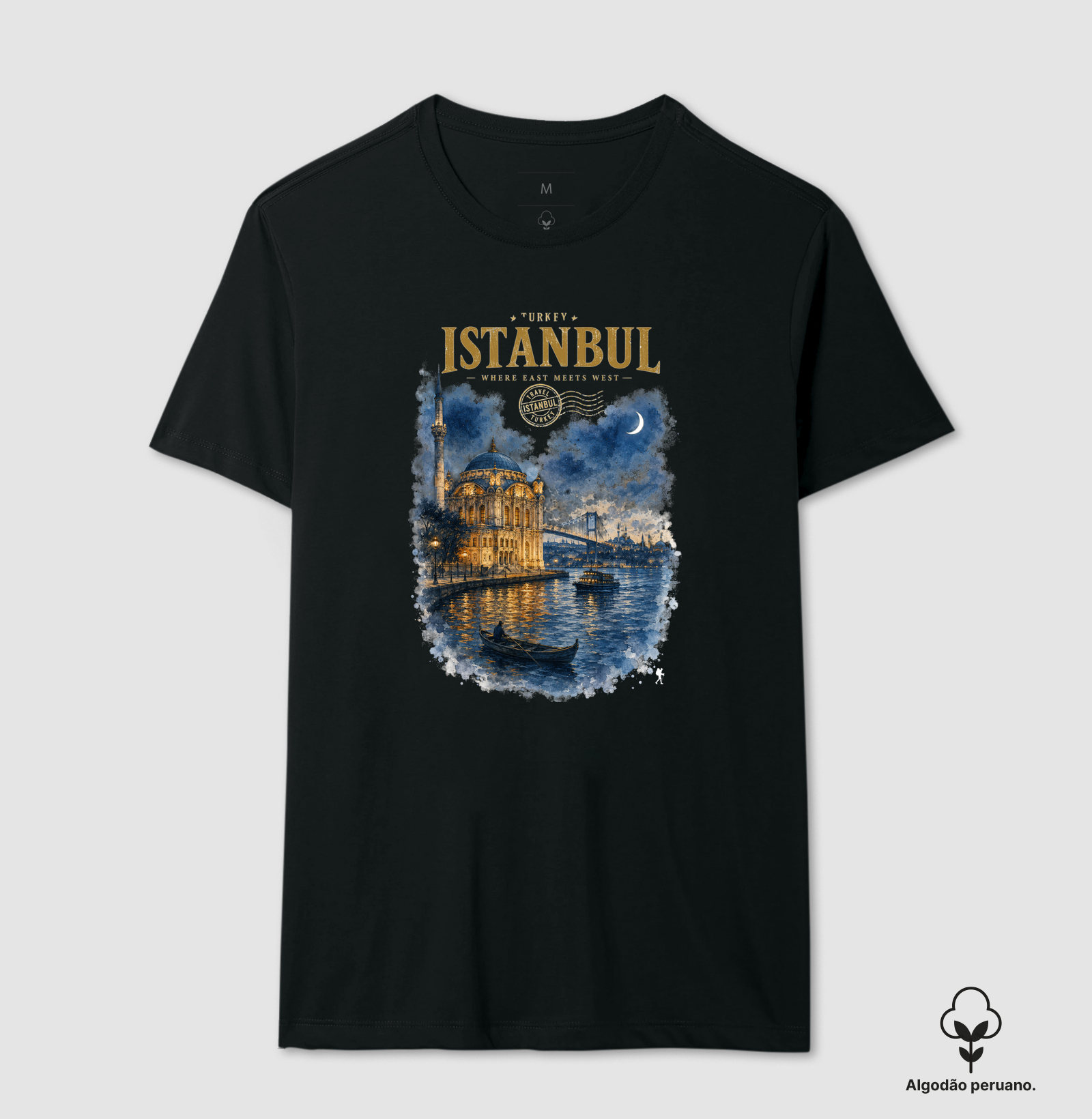 Camiseta Istanbul Turkey Where East Meets West | Aquarela Mesquita Bósforo | Colecao Fashion Travel - Imagem 4