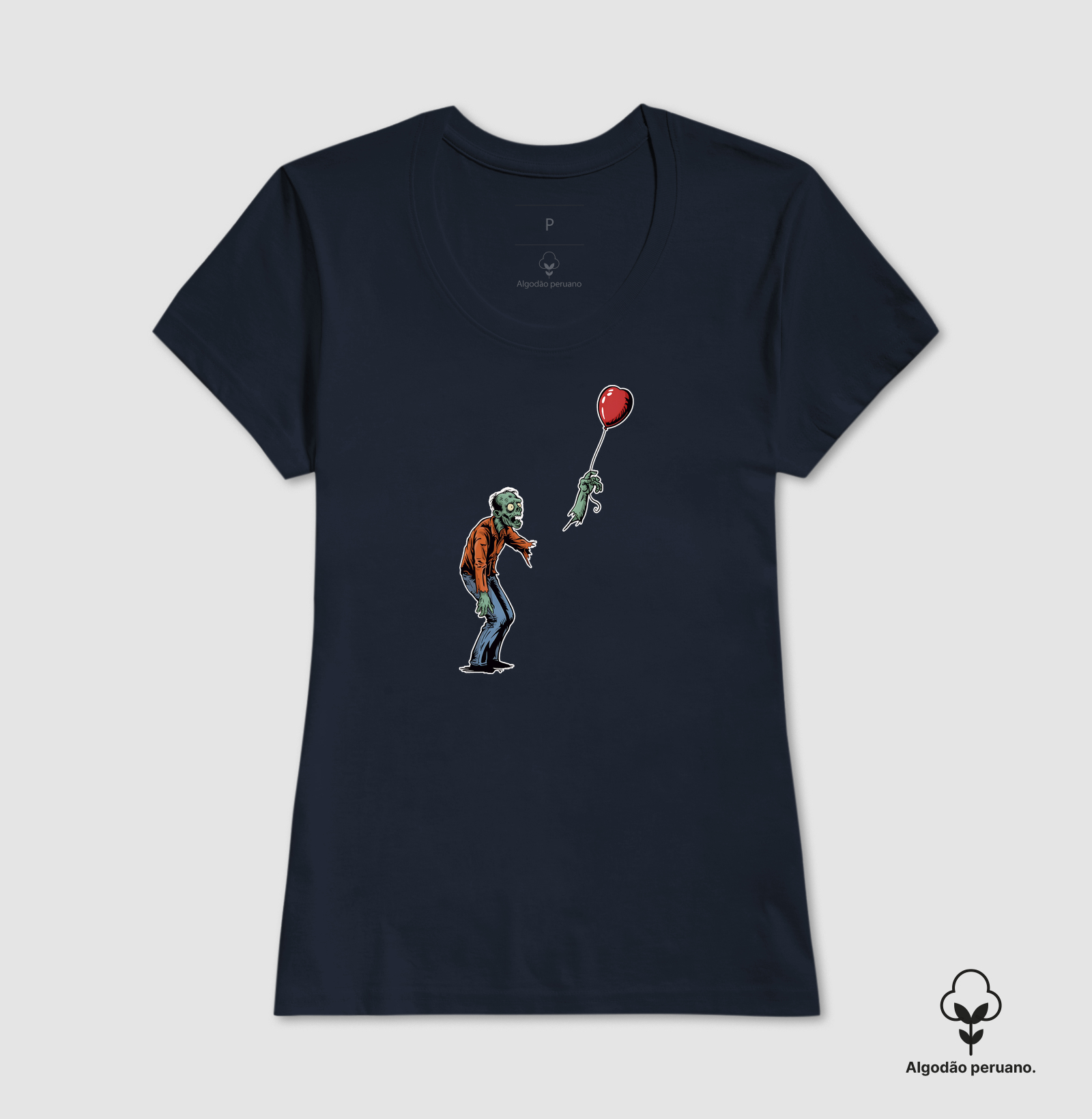 Camiseta Algodão Peruano Balão de Coração Zumbi - Imagem 4