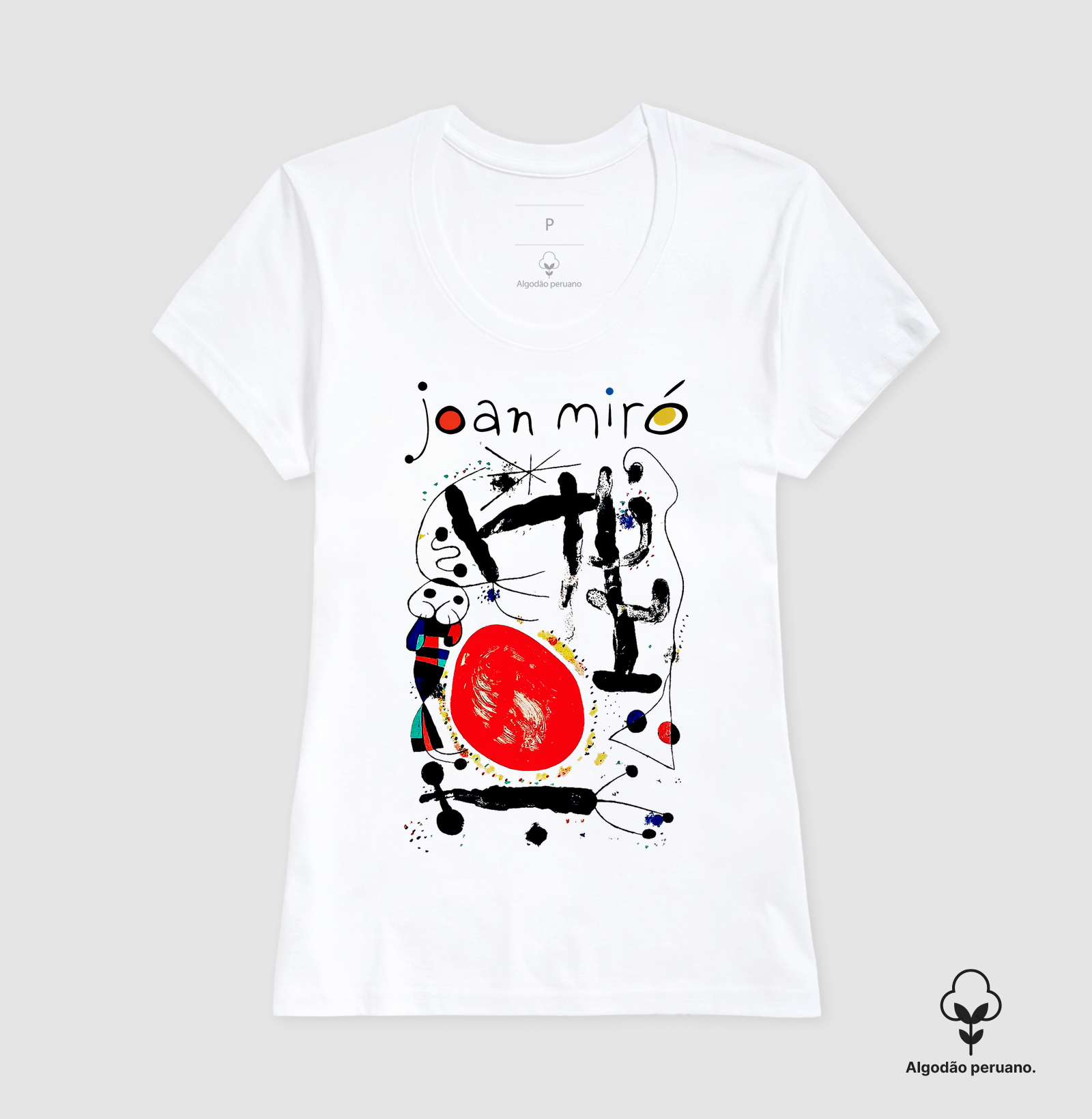Camiseta Algodão Peruano Tanguis Joan Miró Arte Surrealista - Imagem 3