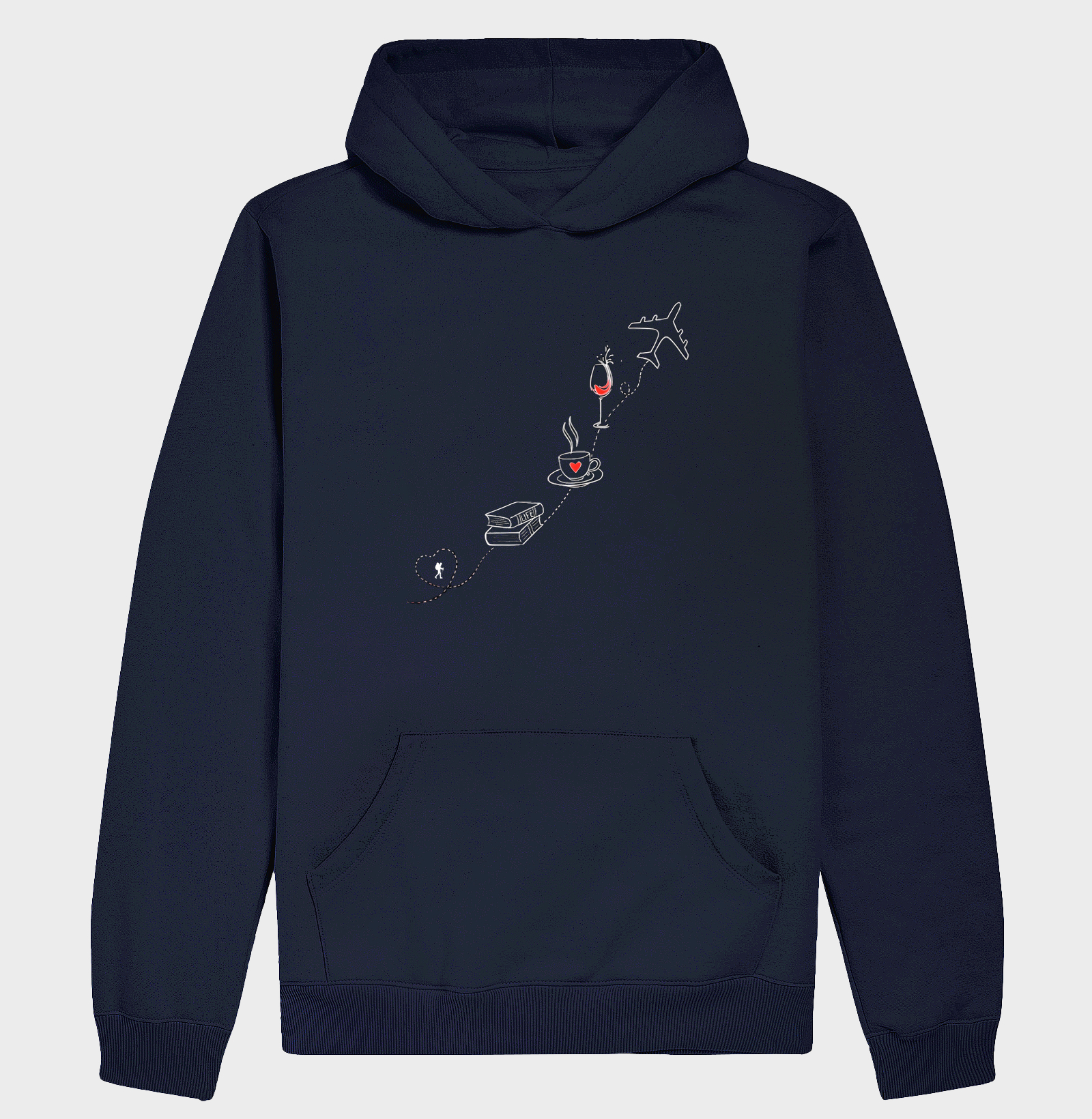 Camiseta Livro Cafe Vinho Aviao | Rota da Vida Viajante | Colecao Viciados em Viagem - Imagem 4