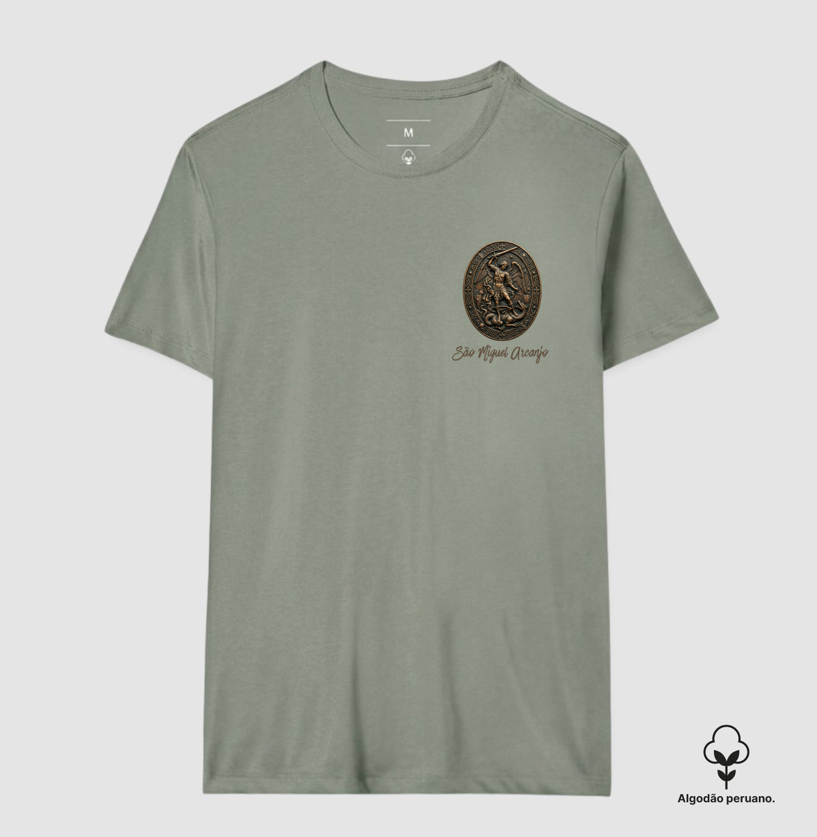 Camiseta Algodão Peruano Medalha de São Miguel Arcanjo - Imagem 3