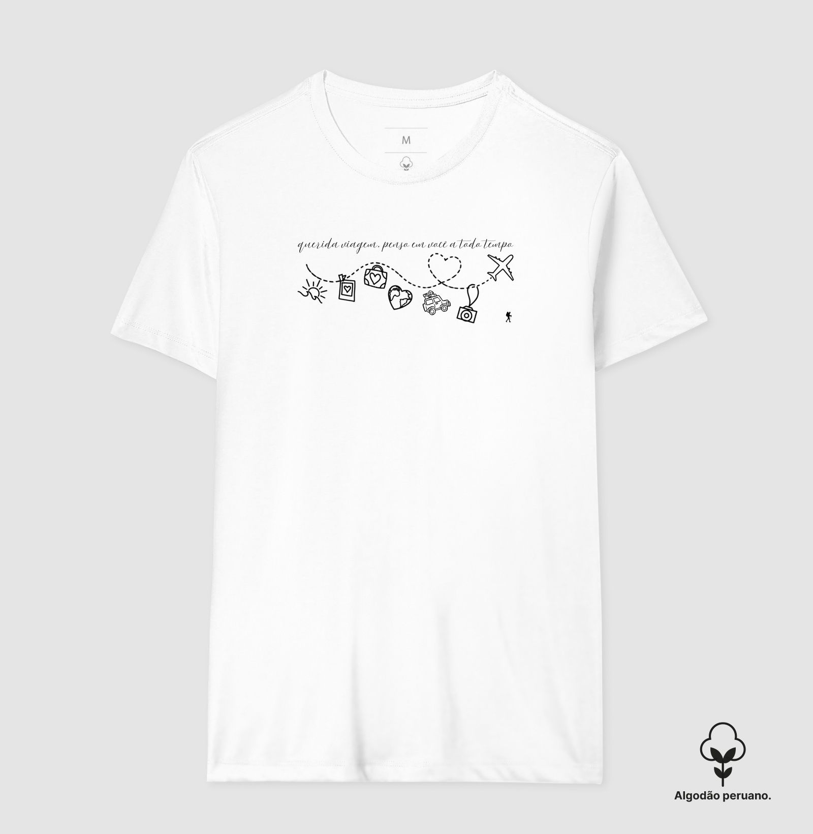 Camiseta Querida Viagem Penso em Voce a Todo Tempo | Caligrafia Minimalista Viagem | Colecao Viciados em Viagem - Imagem 5