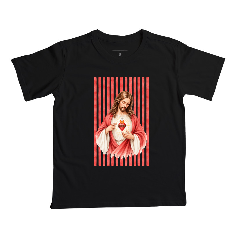 Camiseta Infantil Sagrado Coração de Jesus listras - Imagem 5