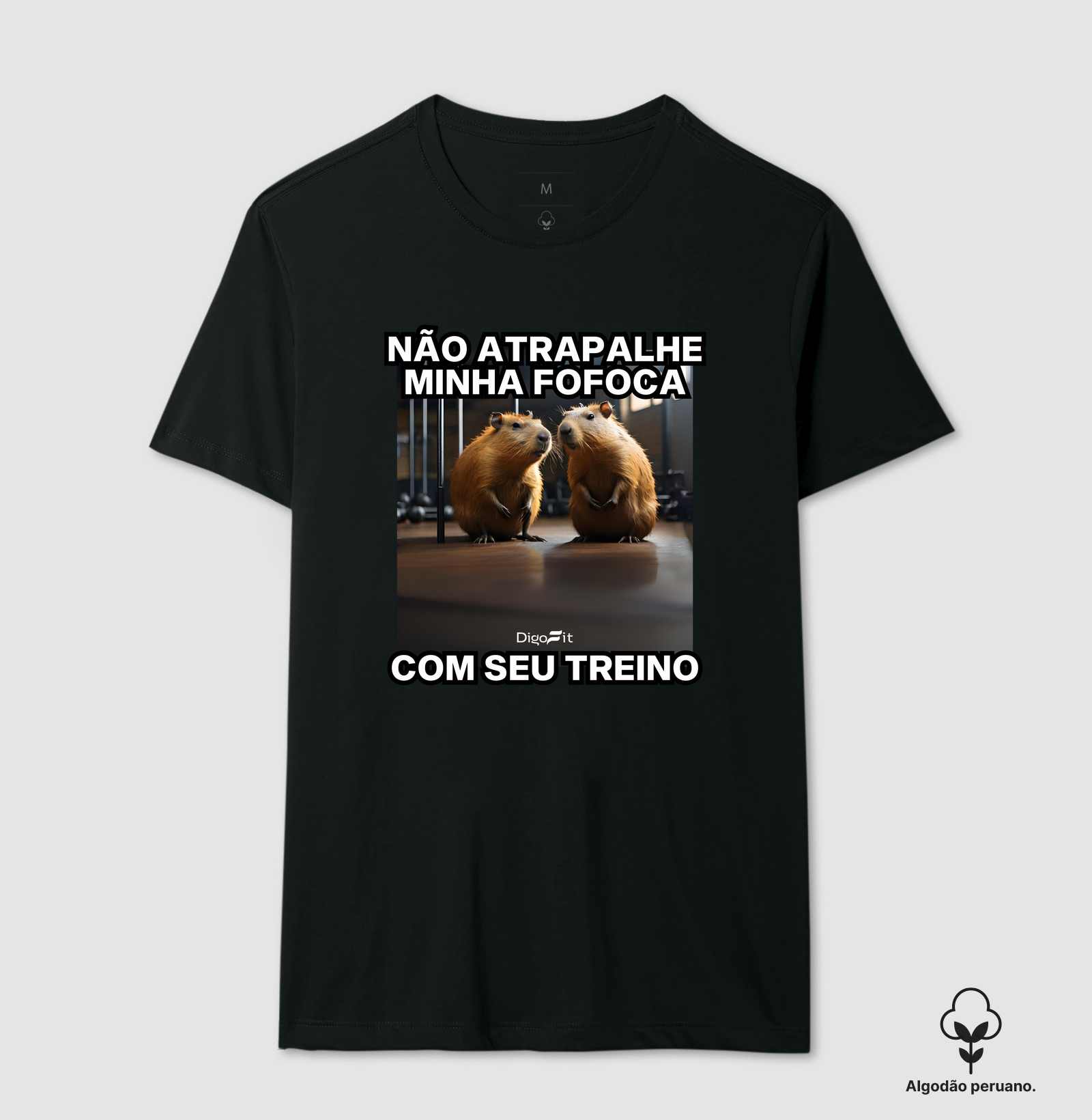 CAMISETA ALGODÃO PERUANO ACADEMIA NÃO ATRAPALHE MINHA FOFOCA COM SEU TREINO - Imagem 7