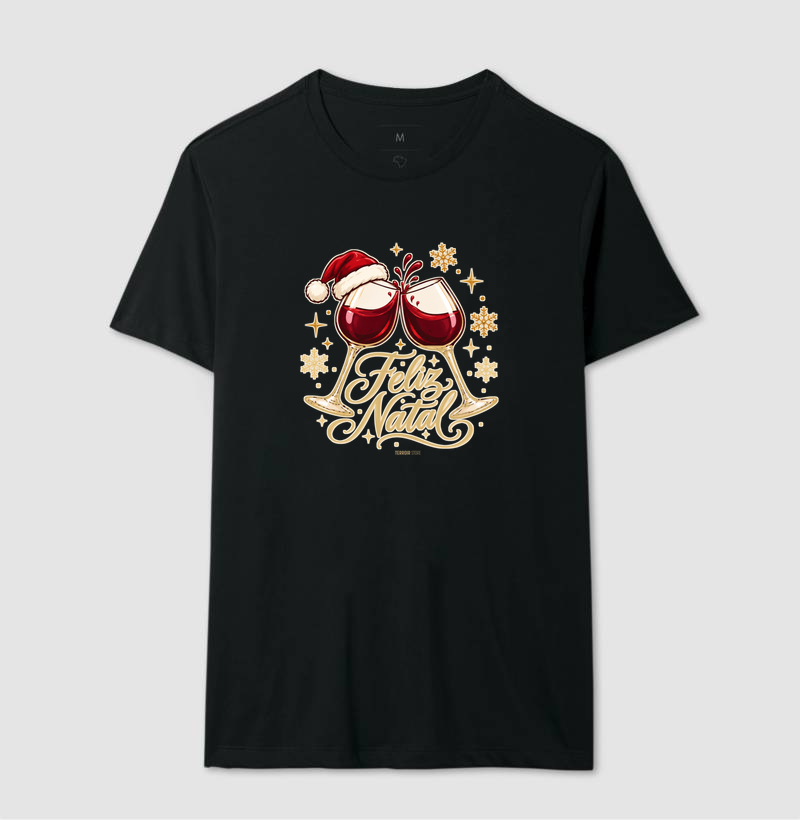 Camiseta Feliz Natal – Brinde de Taças de Vinho - Imagem 2