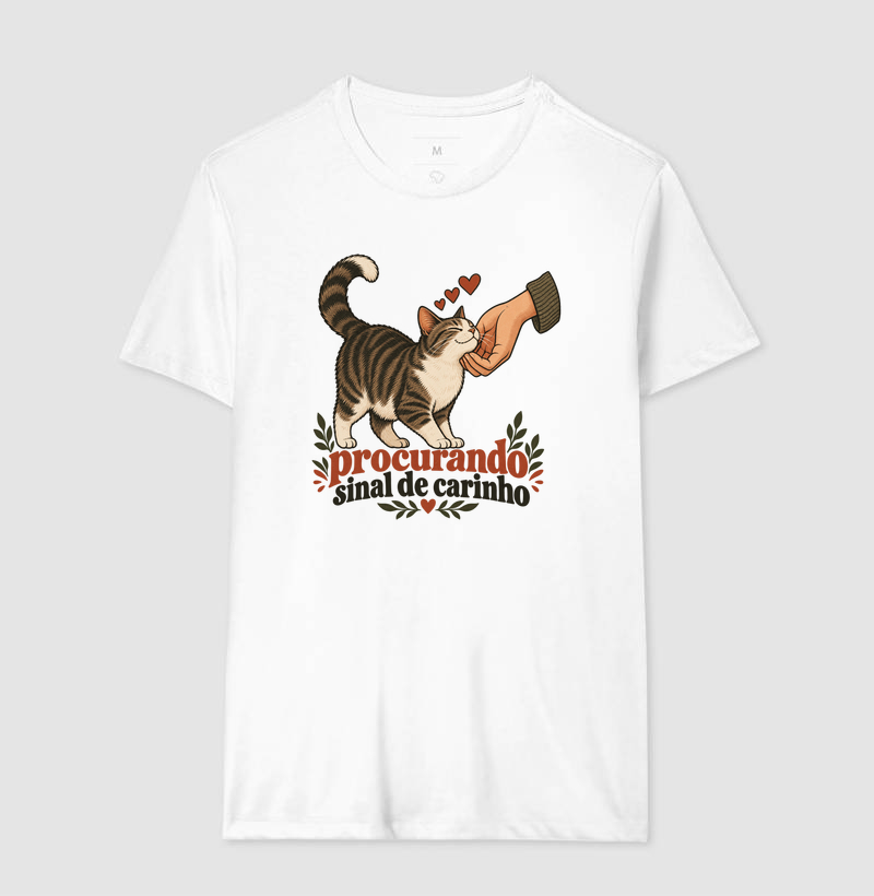 Camiseta Gato Carinho "procurando sinal de carinho" | Pelo & Pano - Imagem 4