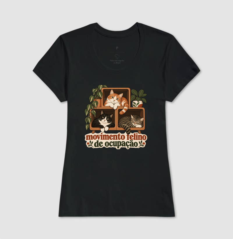 Camiseta Vários Gatos "movimento felino de ocupação" | Pelo & Pano - Imagem 3
