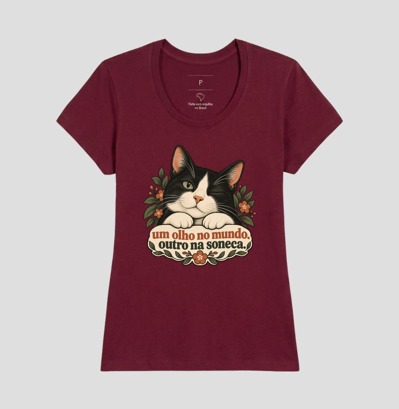 Camiseta Gato Minimalista "um olho no mundo" | Pelo & Pano - Imagem 19