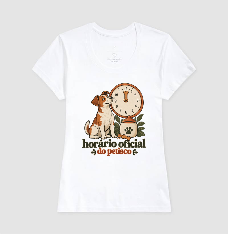Camiseta Cachorro Petisco "horário oficial do petisco" | Pelo & Pano - Imagem 5