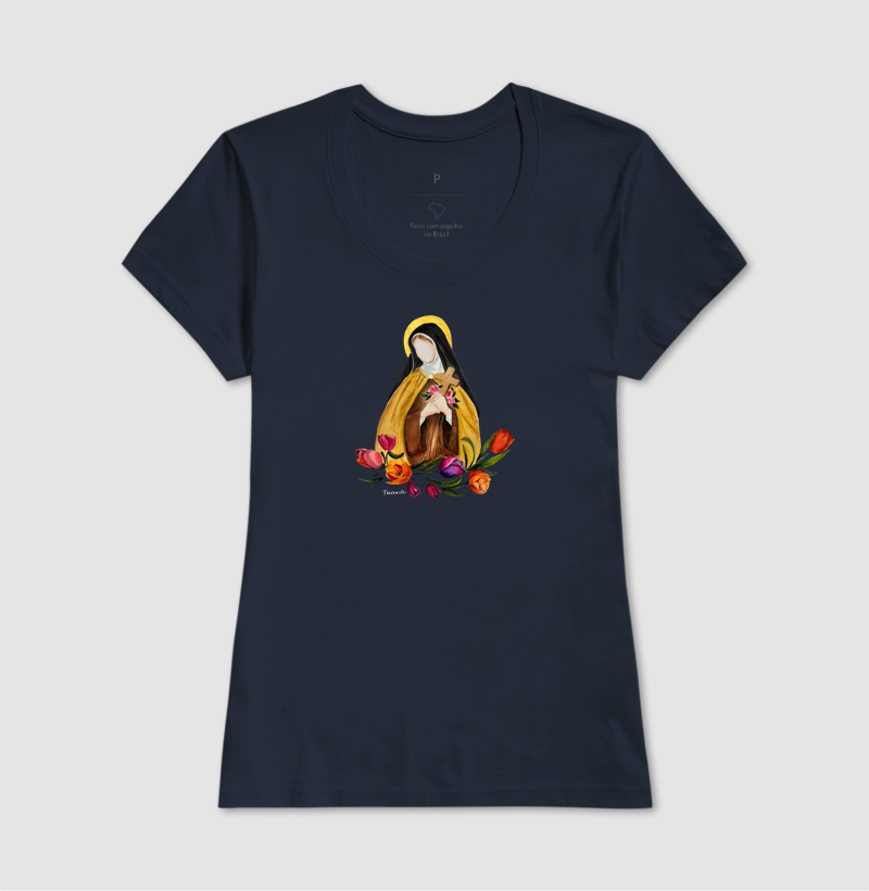 Camiseta Santa Terezinha das Rosas – Arte em Aquarela Taana de Sousa Araújo - Imagem 8