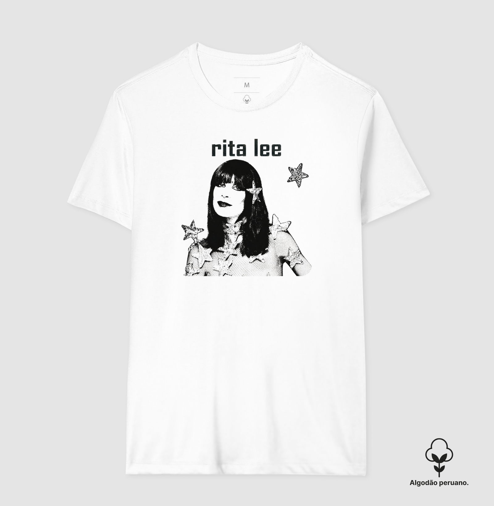 Camiseta Tributo Rita Lee Retrato Pontilhado Estrelas Rock Nacional - Imagem 3