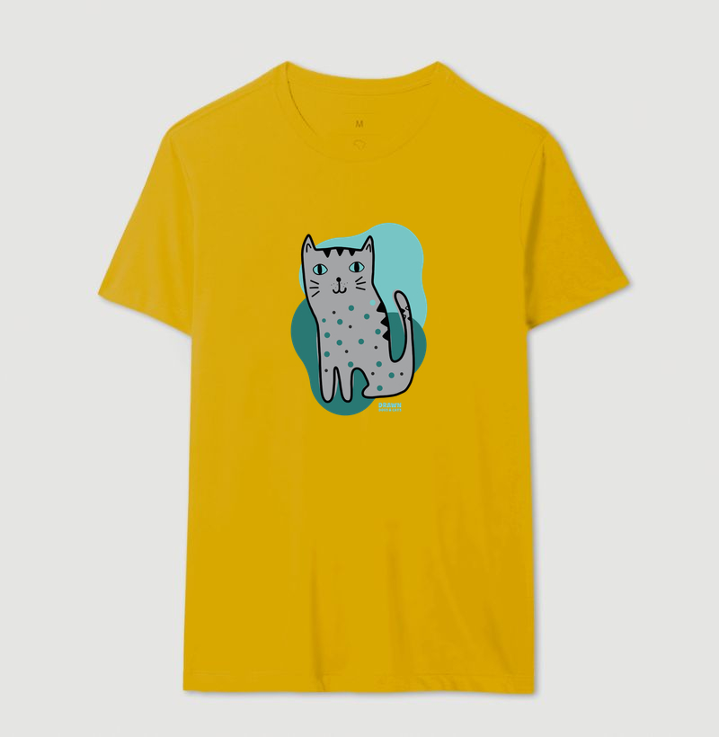 Desenho de gato cinza com fundo verde - Imagem 15