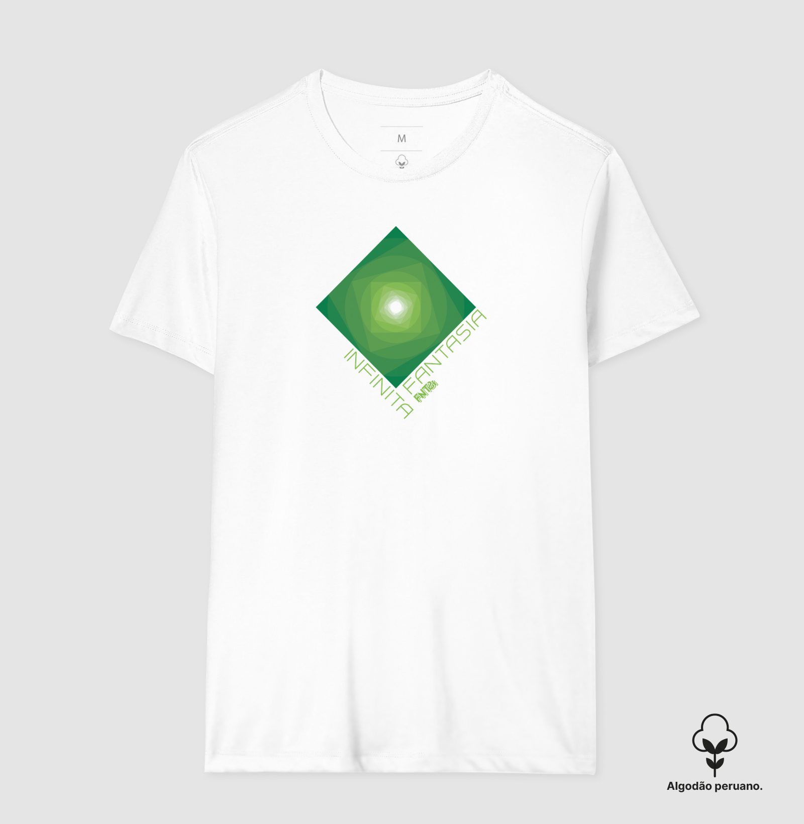 T-SHIRT "INFINITA FANTASIA" / VERDE - ESTAMPA MÉDIA (ALGODÃO PERUANO)
