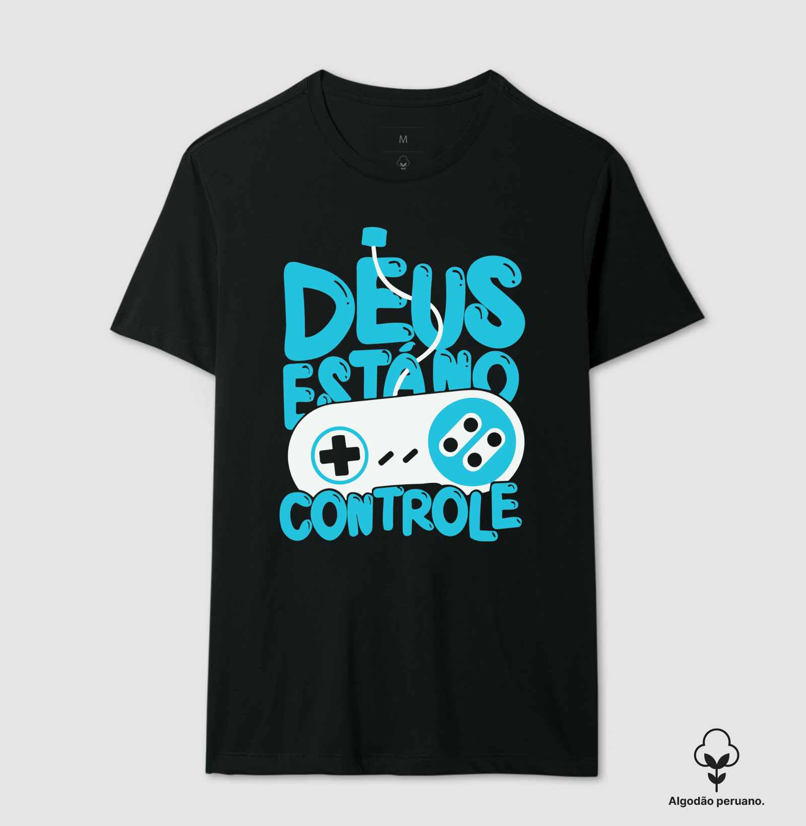 Camiseta Algodão Peruano Deus está no Controle Moderno - Imagem 2