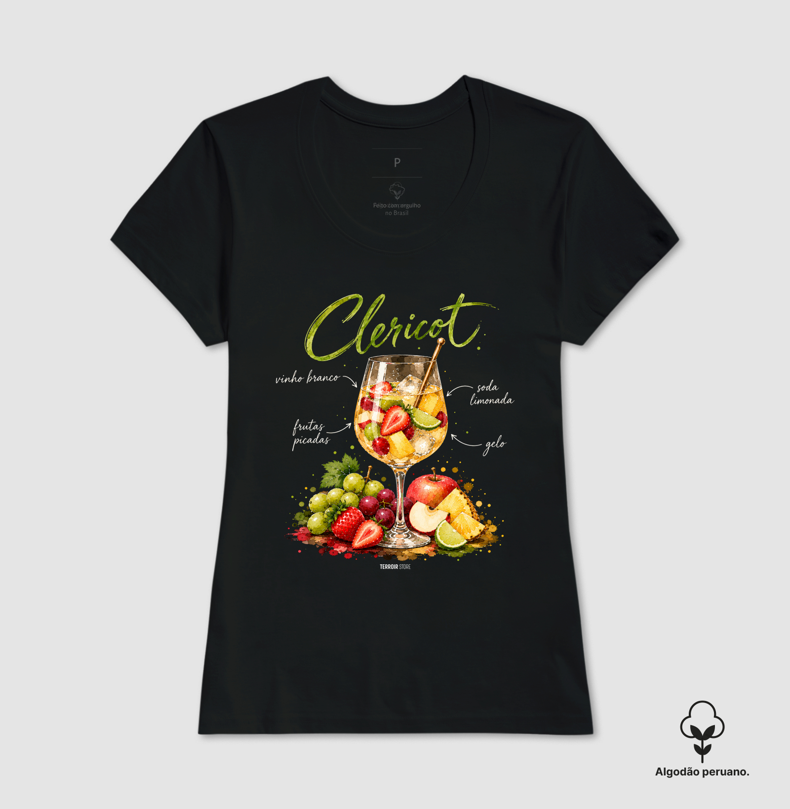 Camiseta Algodão Peruano Clericot – Drink com Vinho Branco e Frutas - Imagem 6
