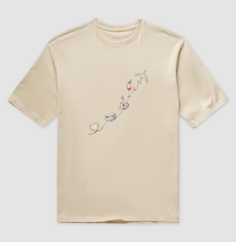 Camiseta Livro Cafe Vinho Aviao | Rota da Vida Viajante | Colecao Viciados em Viagem - Imagem 3