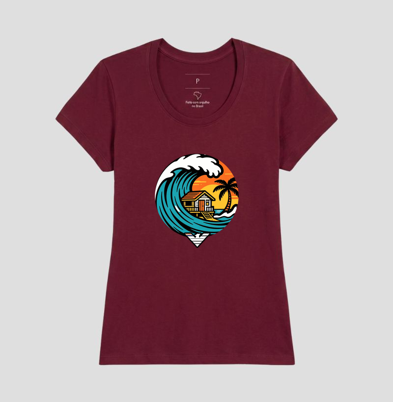 Paraíso no mar - estampa exclusiva.  Sente a brisa, ouça o som das ondas e leve a vibe do paraíso pra onde você for! Mais que uma camiseta - é levar o paraíso com você todo dia. - Imagem 19