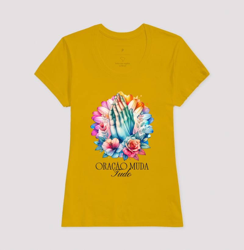 Camiseta Feminina Acinturada Oração Muda Tudo - Imagem 8