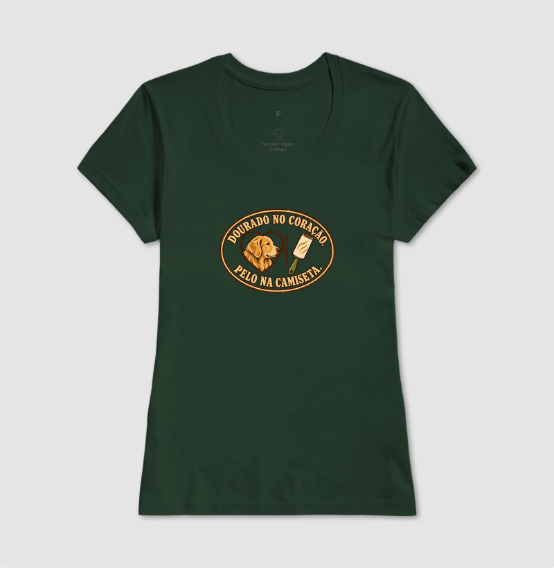 Dourado no coração. Pelo na camiseta. - Imagem 13