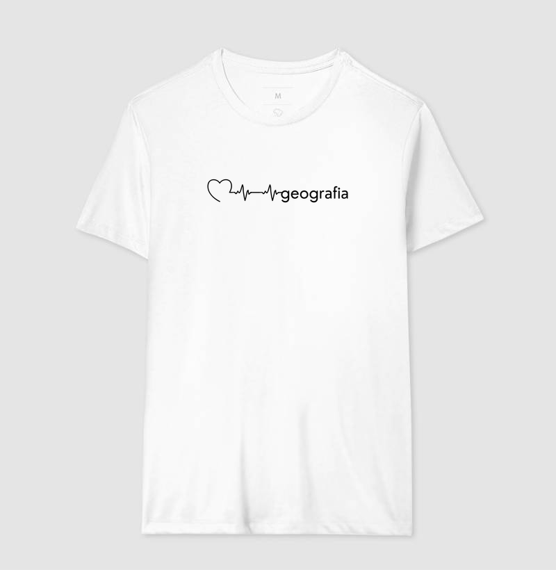 Camiseta Geografia Batimento Cardíaco - Letras Pretas