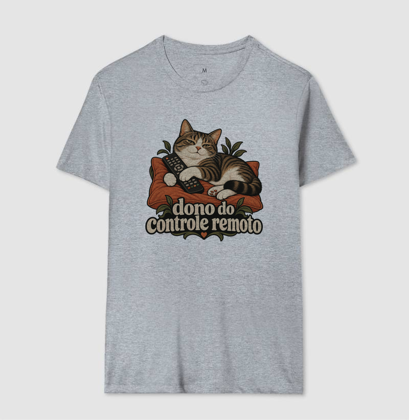 Camiseta Gato Humor "dono do controle remoto" | Pelo & Pano - Imagem 8