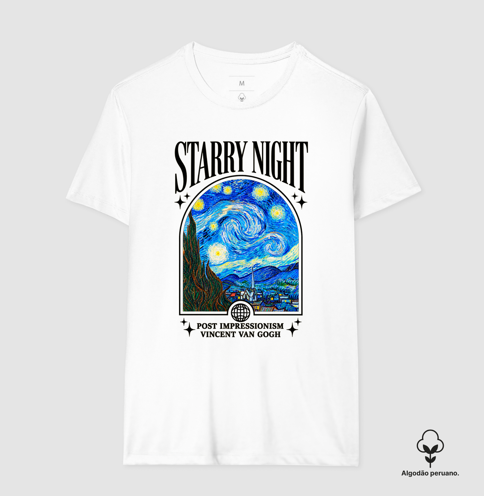 Camiseta Van Gogh – A Noite Estrelada | Starry Night em Algodão Peruano  - Imagem 2
