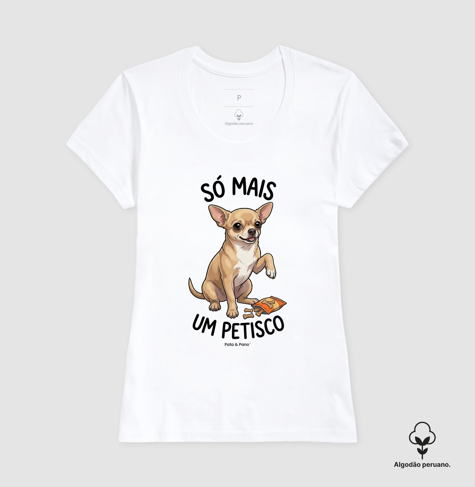 CAMISETA ALGODÃO PERUANO CHIHUAHUA PETISCO - Imagem 2