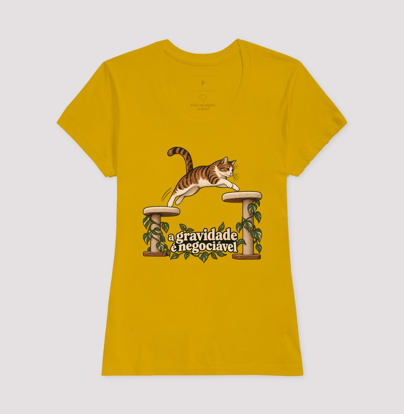 Camiseta Gato Salto "a gravidade é negociável" | Pelo & Pano - Imagem 15