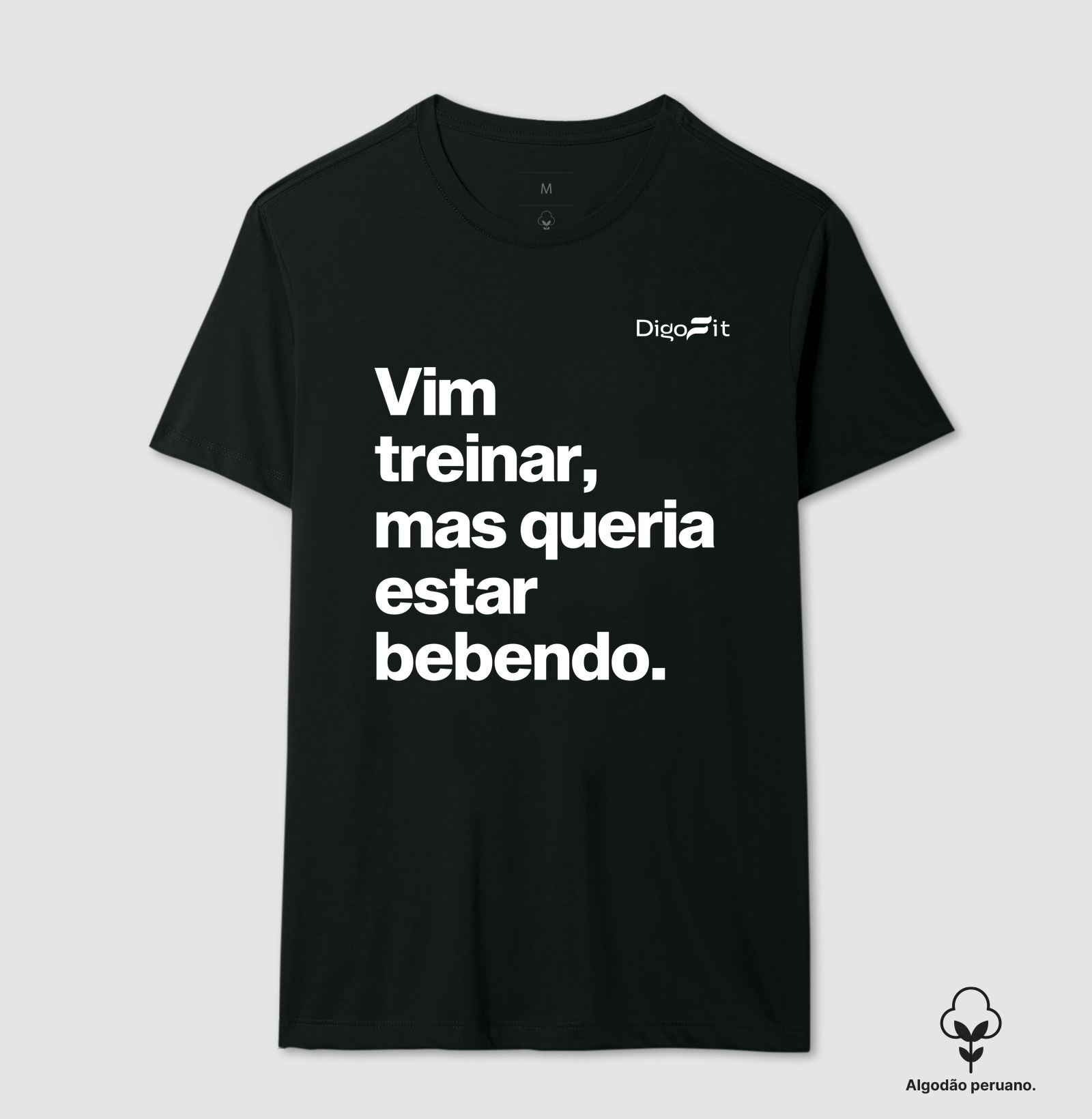 CAMISETA ALGODÃO PERUANO ACADEMIA VIM TREINAR MAS QUERIA ESTAR BEBENDO - Imagem 5