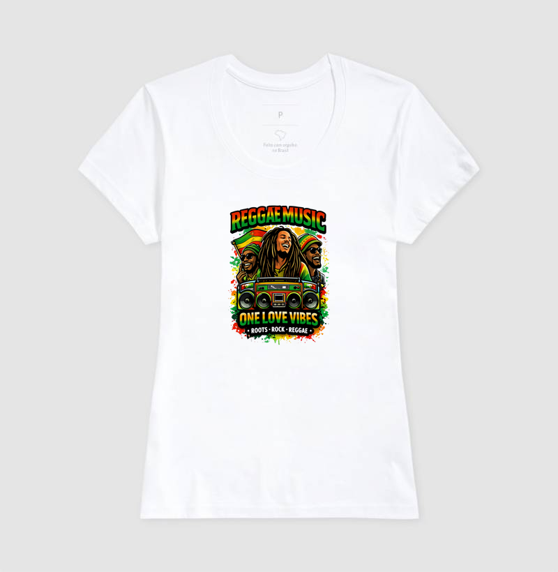 Camiseta One Love Vibes. Coleção Reggae Music. Masculina e Feminina. Algodão Premium. - Imagem 5