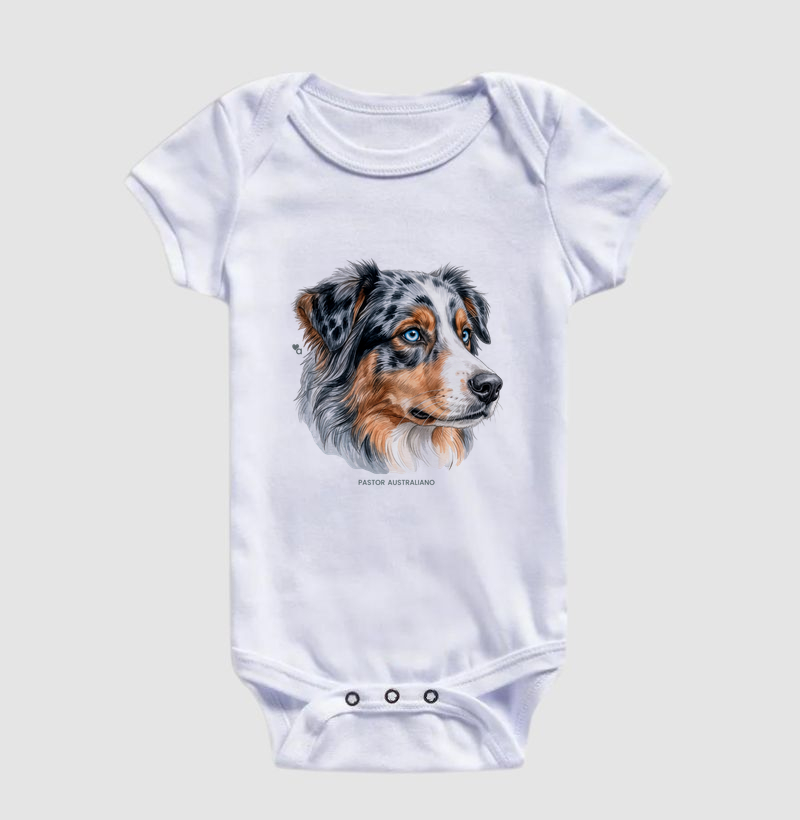 Cães - Pastor Australiano (Blue Merle) - Body Infantil - Imagem 5