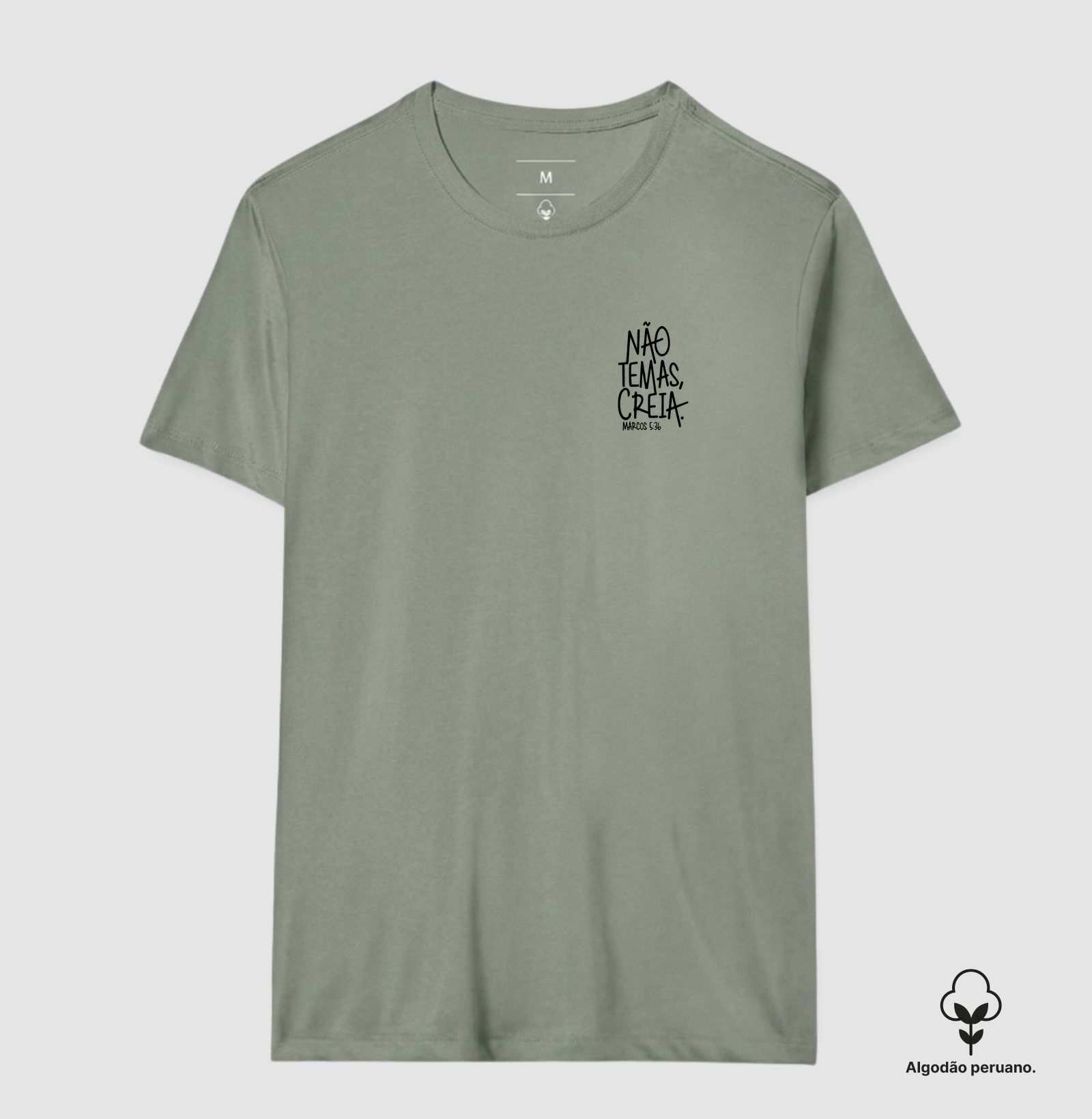 Camiseta Masc. Algodão Peruano Não temas, Creia - Imagem 2