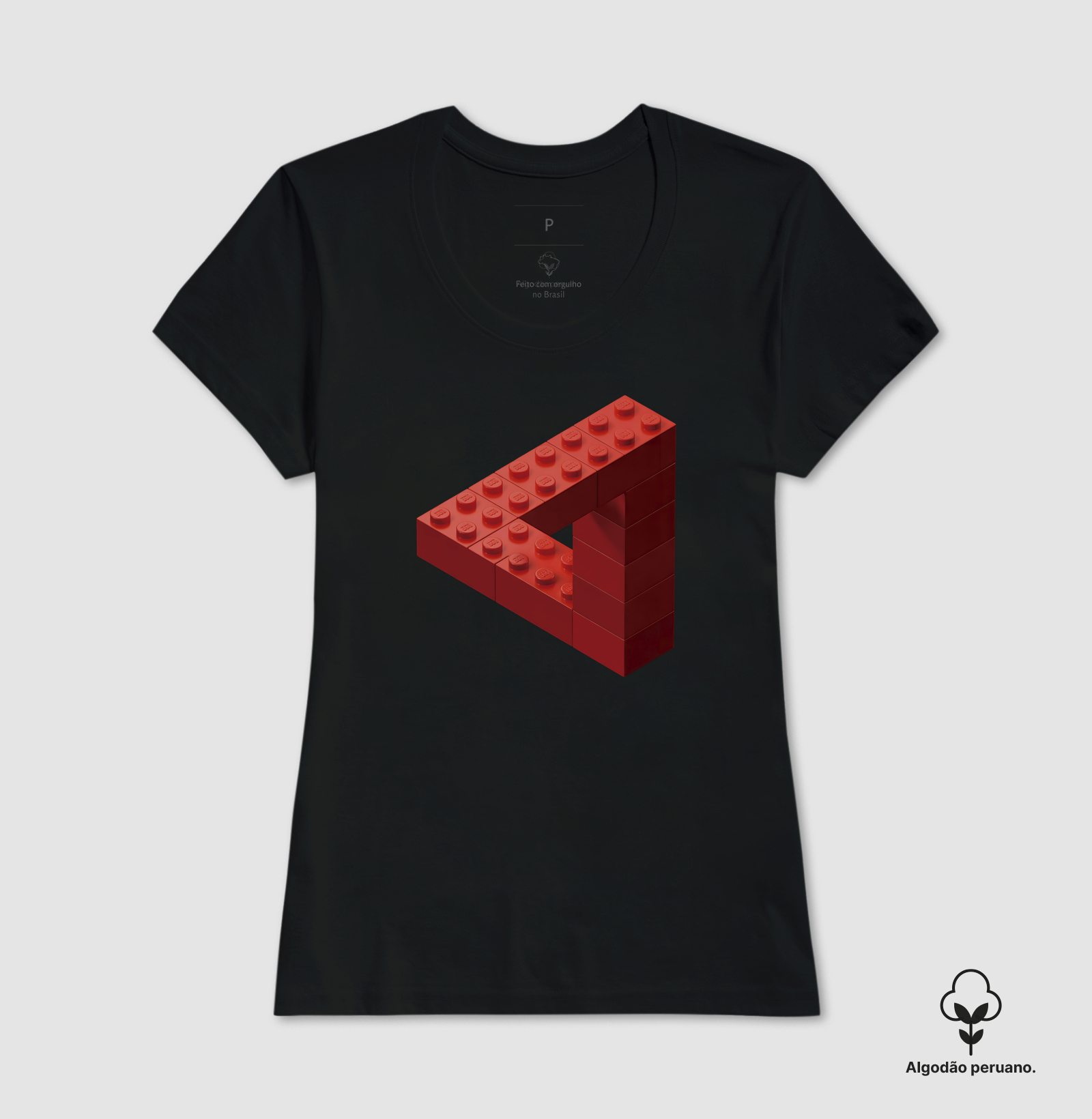 Camiseta Algodão Peruano Ilusão de Blocos - Imagem 6