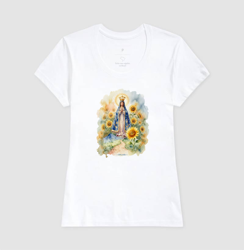 Nossa Senhora e Girassóis - Estilo Aquarela - Imagem 3