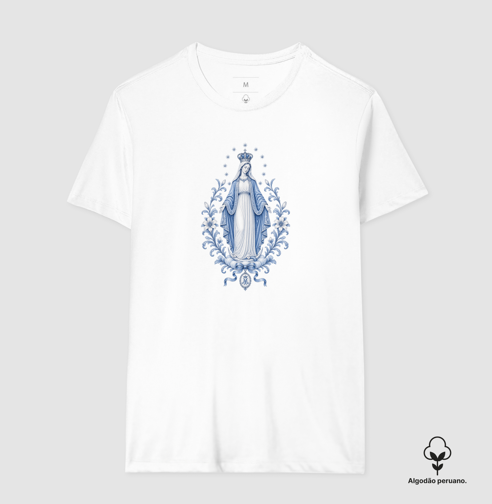 Virgem Maria blue - algodão peruano - Imagem 6