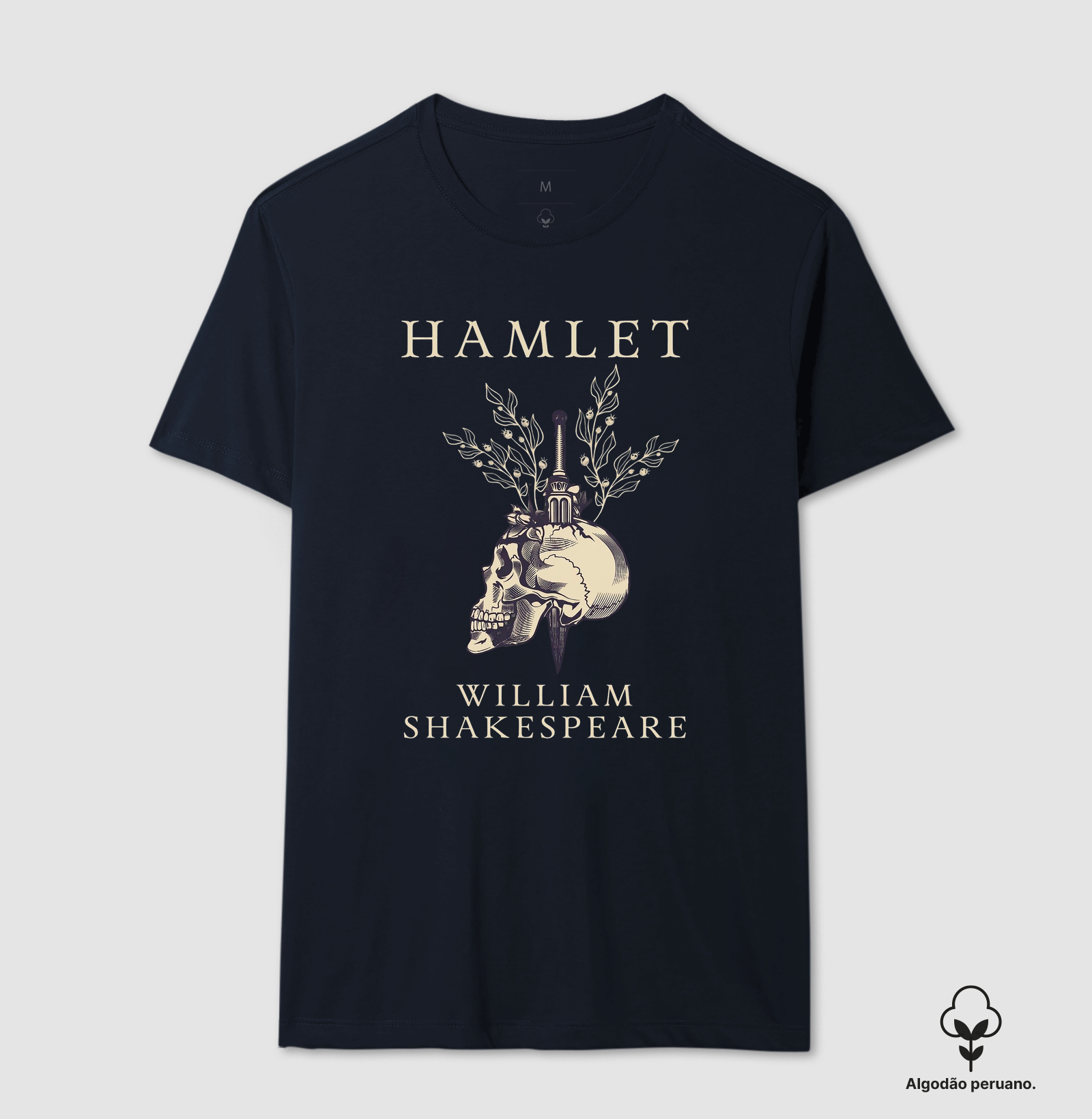 Camiseta Hamlet – William Shakespeare | Caveira de Yorick  | Algodão Peruano  - Imagem 4