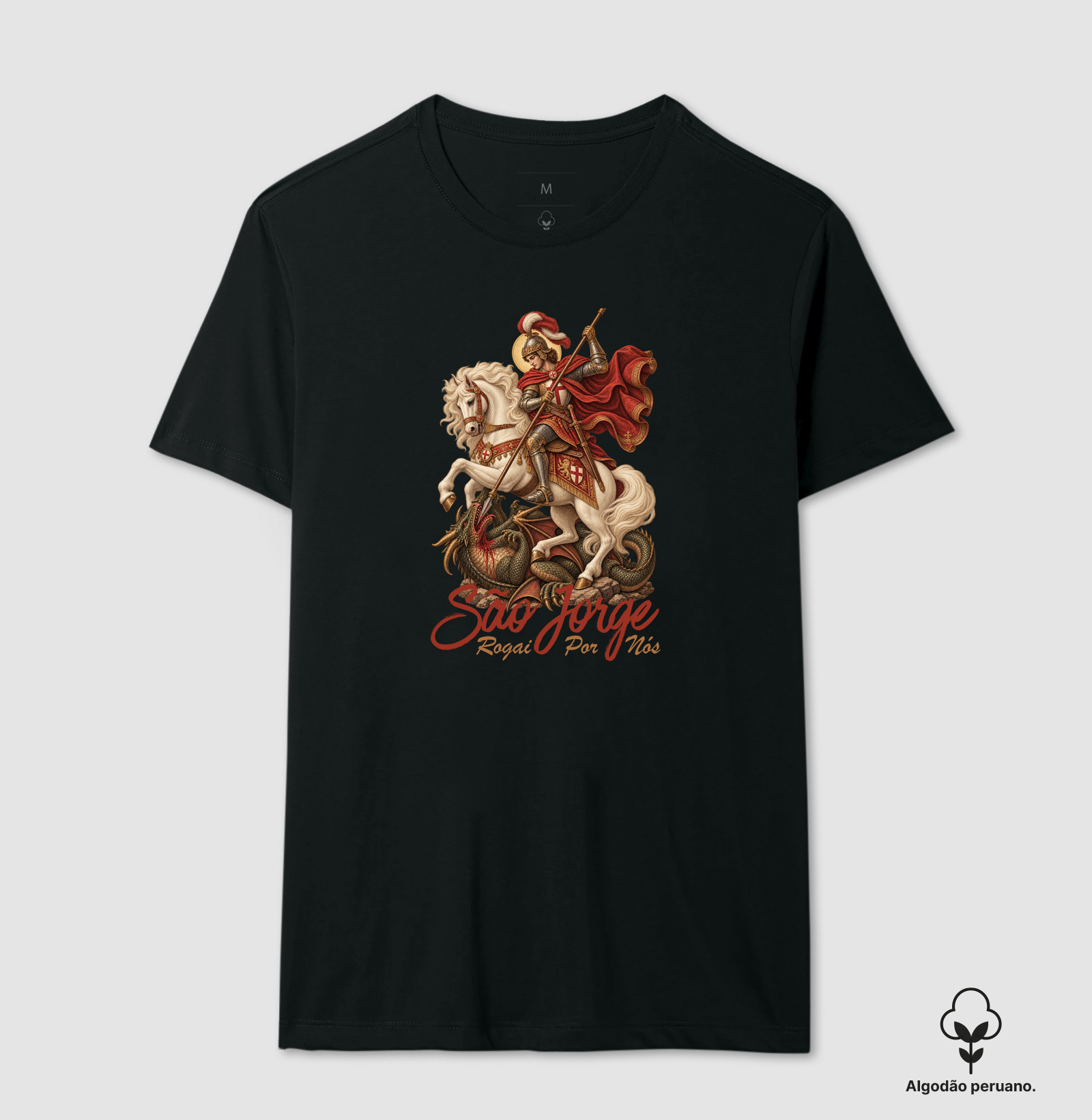 Camiseta Algodão Peruano São Jorge Rogai Por Nós - Imagem 6
