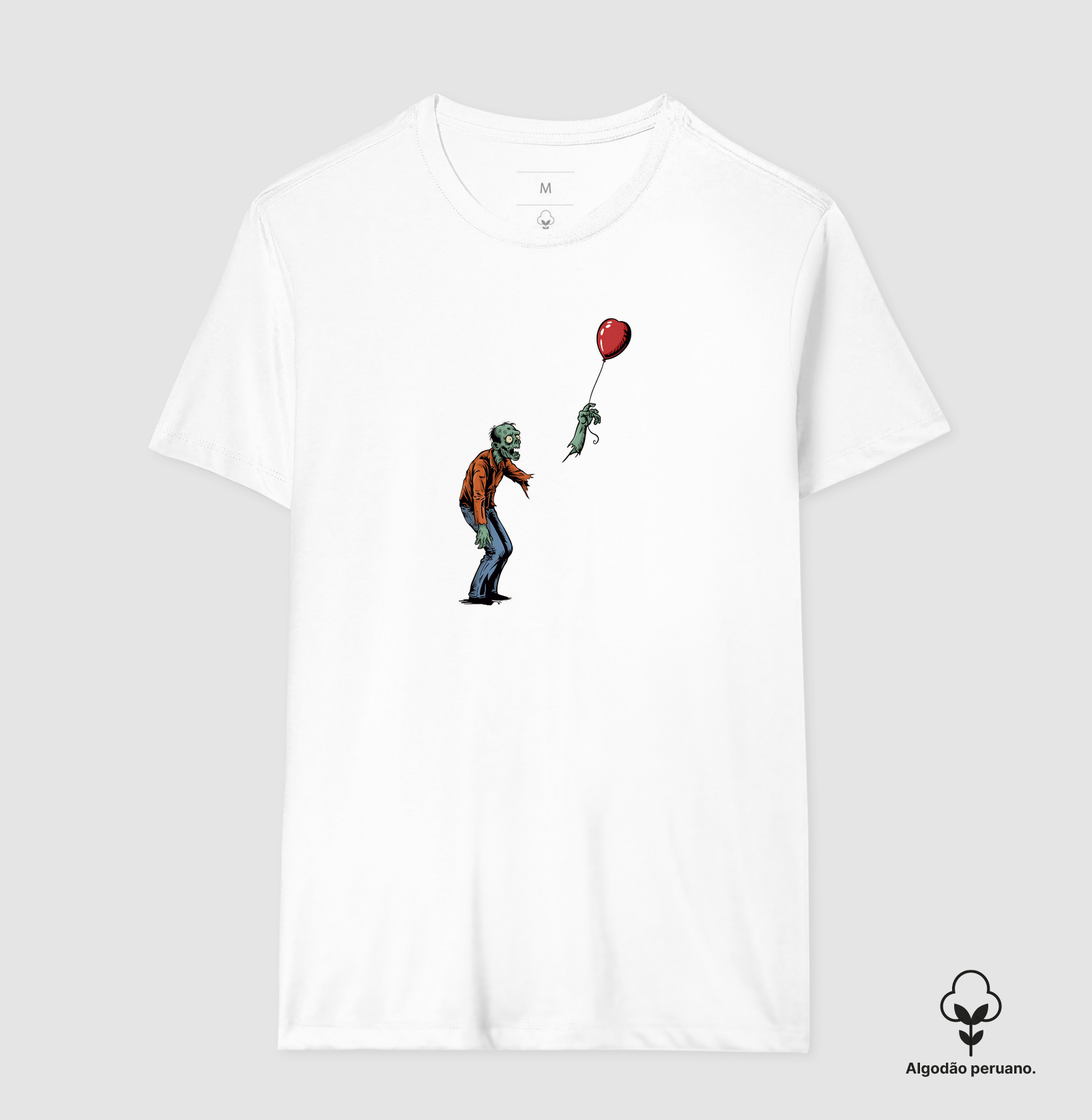 Camiseta Algodão Peruano Balão de Coração Zumbi - Imagem 5